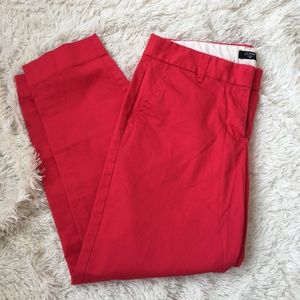 NWOT J.Crew: City Fit Cropped Red Chinos